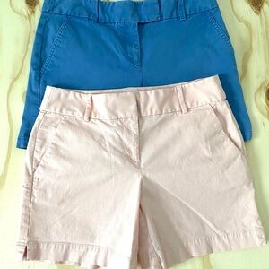 Loft Women's The Riviera Shorts Size 4 Pink And Blue Chinos Lot Of 2
